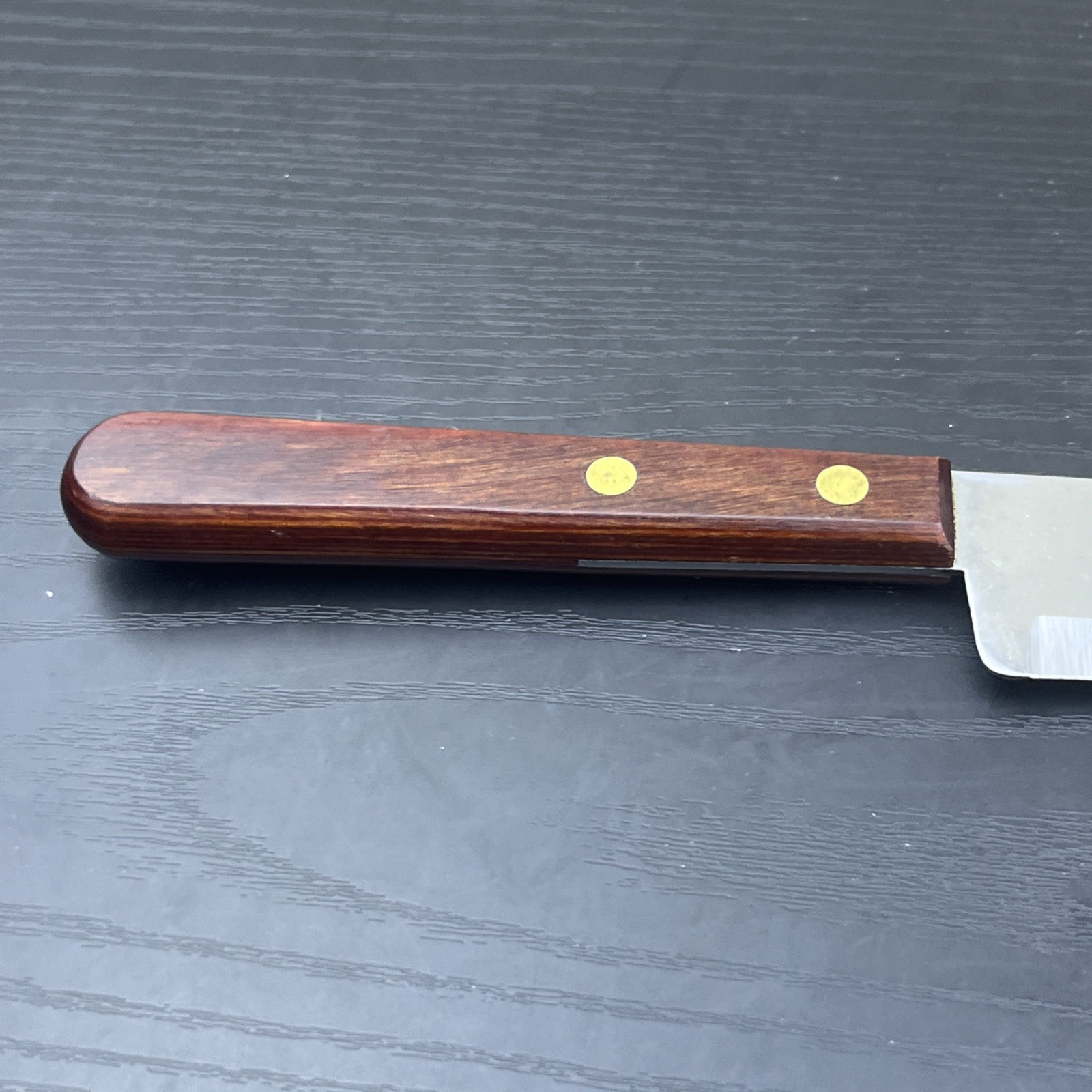Vintage Stainless Crestline USA Carving Slicing Knife Brown Handle Kitchen Cutle