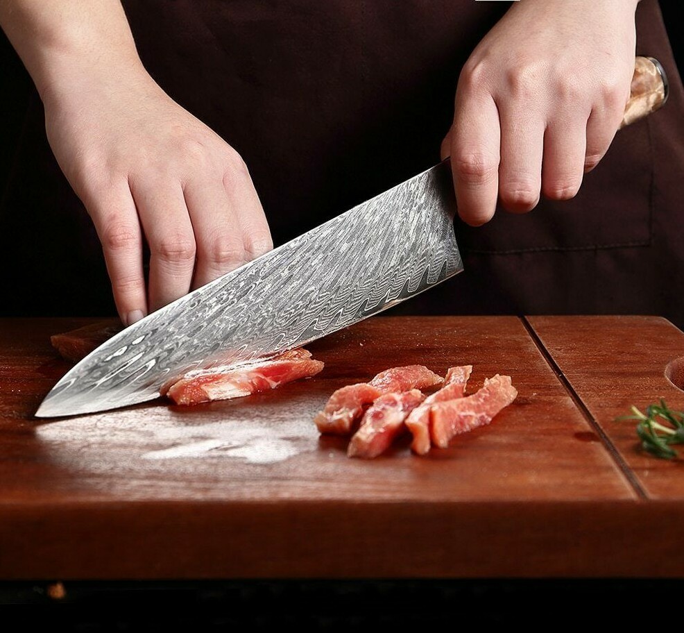 New Damascus Steel Japanese VG10 Chef Knife Kitchen knife Blue Resin Handle