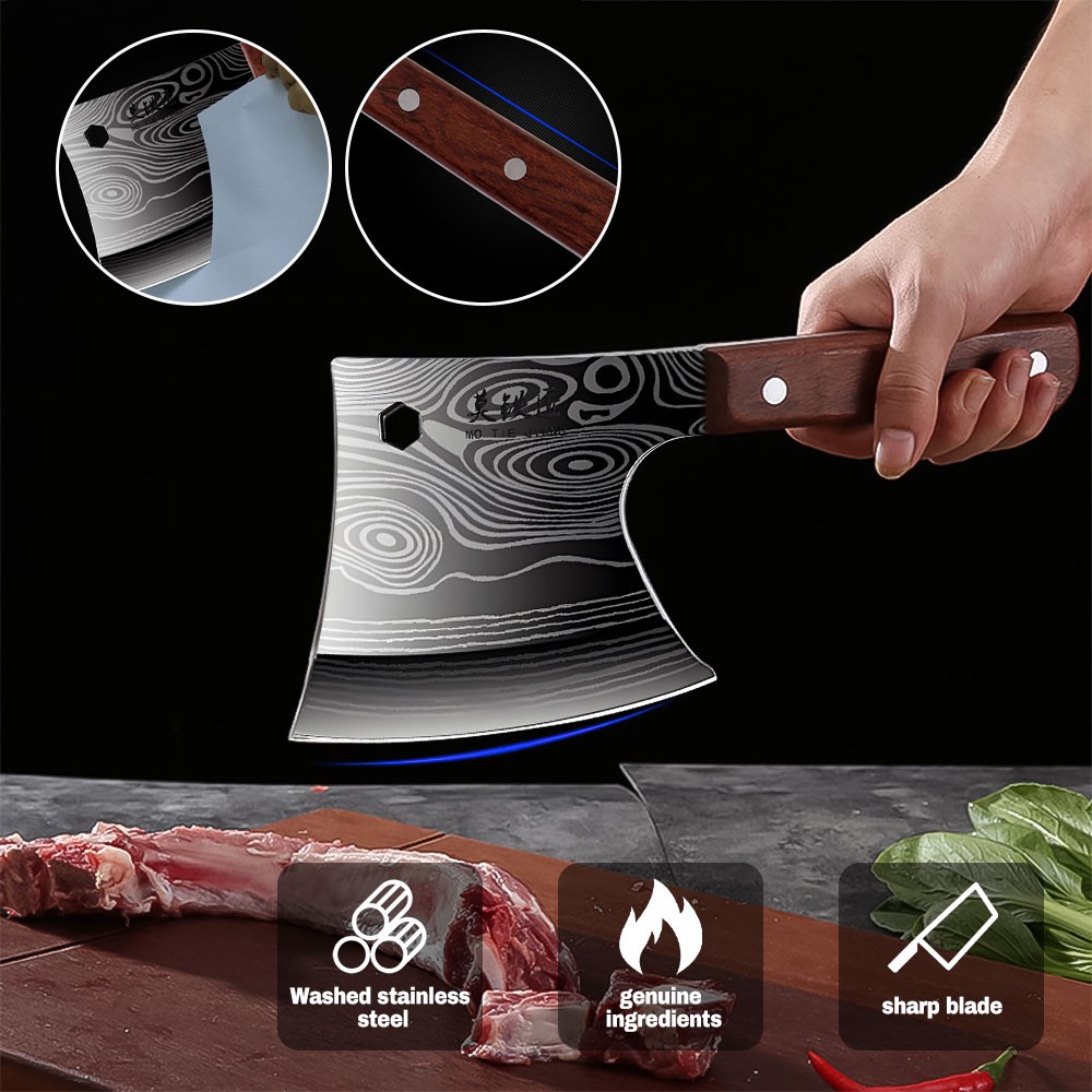 Meat Cleaver Butcher Knife Heavy Duty Stainless Steel Bone Chopper Cutting Axe