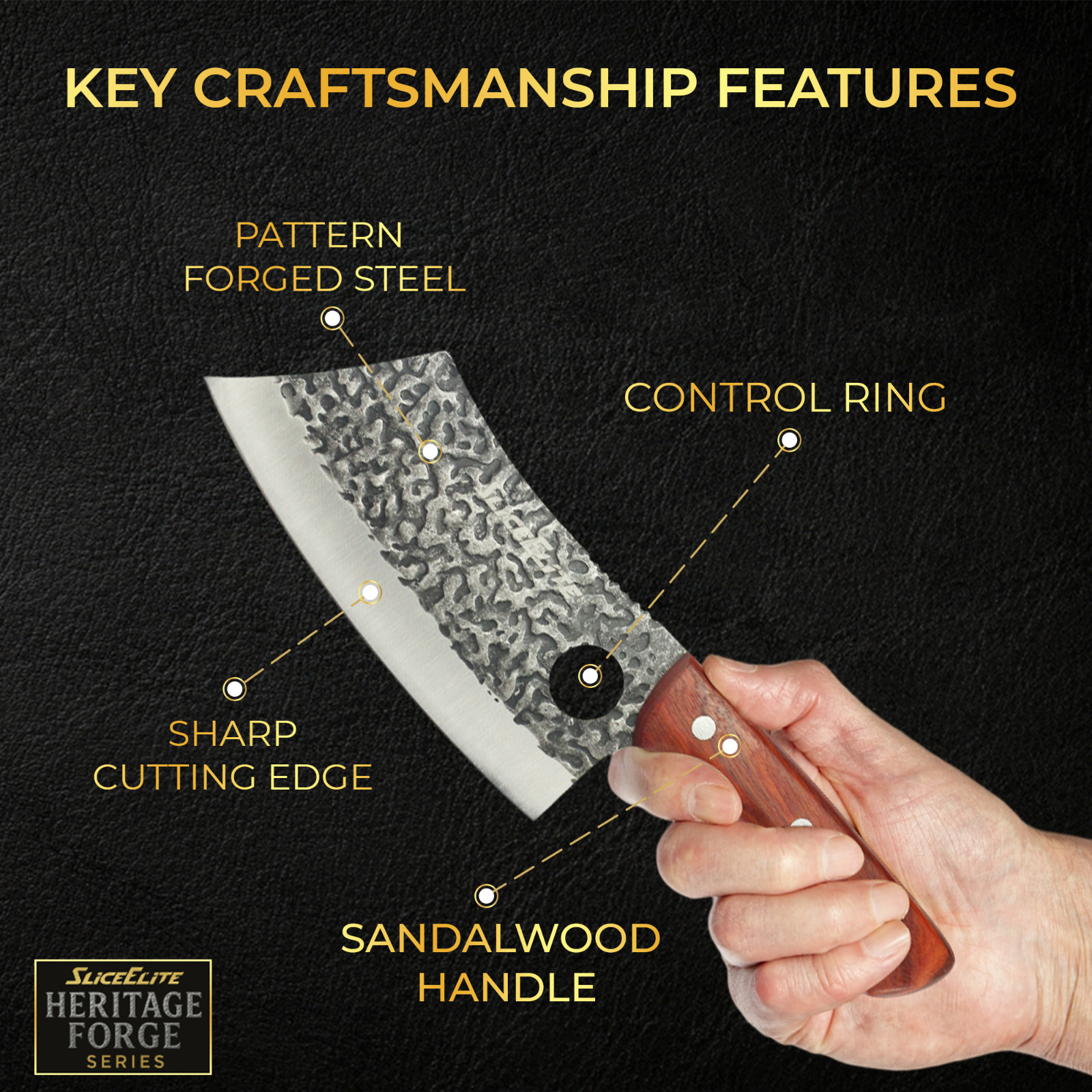 SliceElite Hand-Forged Butcher Cleaver Knife | Heavy-Duty Meat Cutting Tool