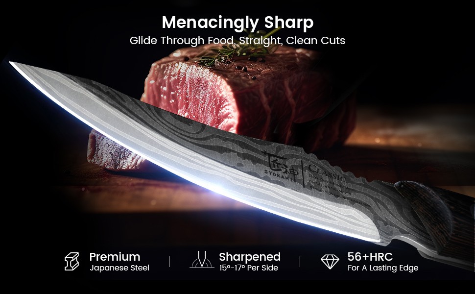 Steak Knives Set of 4, 4.8 Inch Quality Japanese Style Smooth Edge Meat Knife