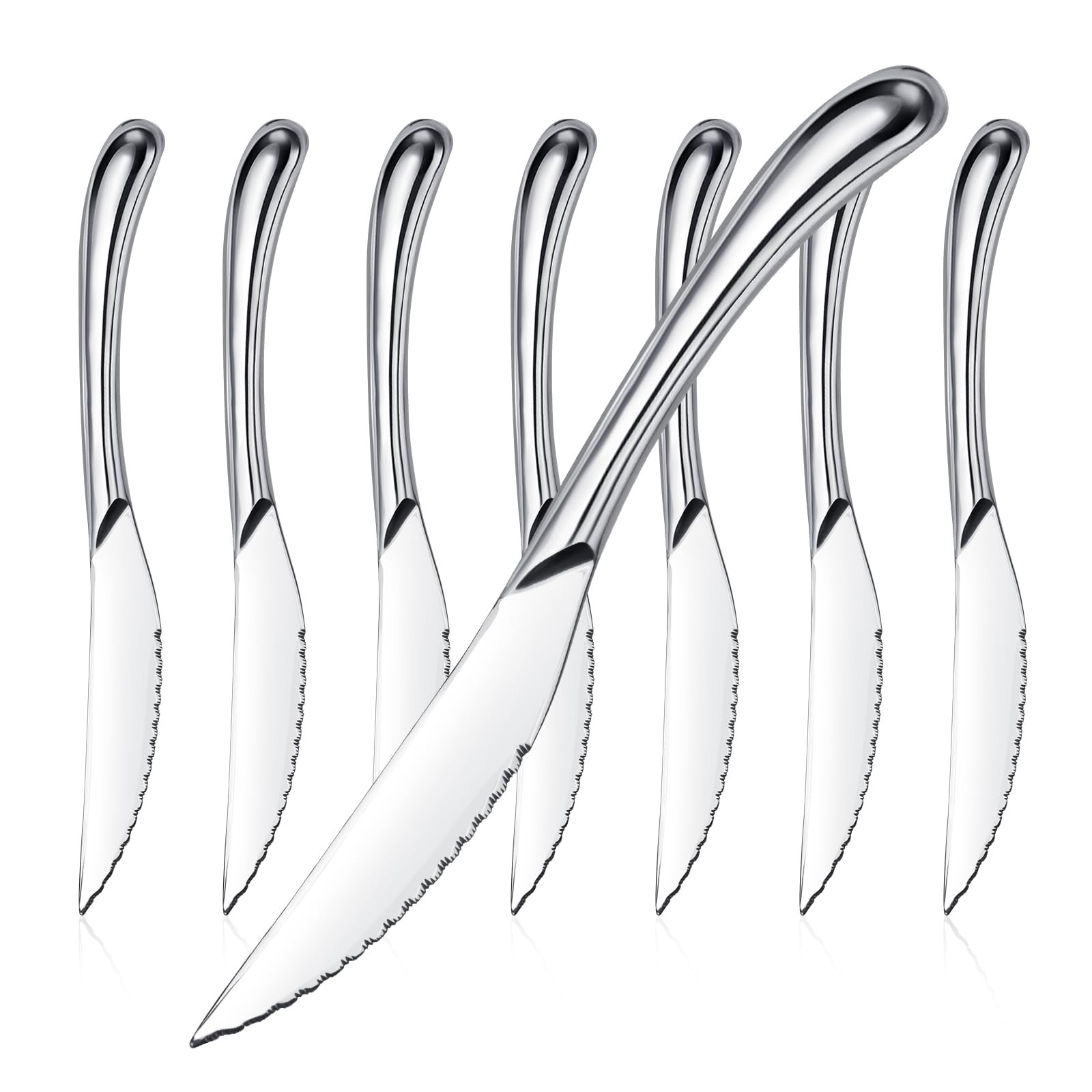 8 PCS Premium High Carbon Stainless Steel Sharp Serrated Steak Knives Cutlery