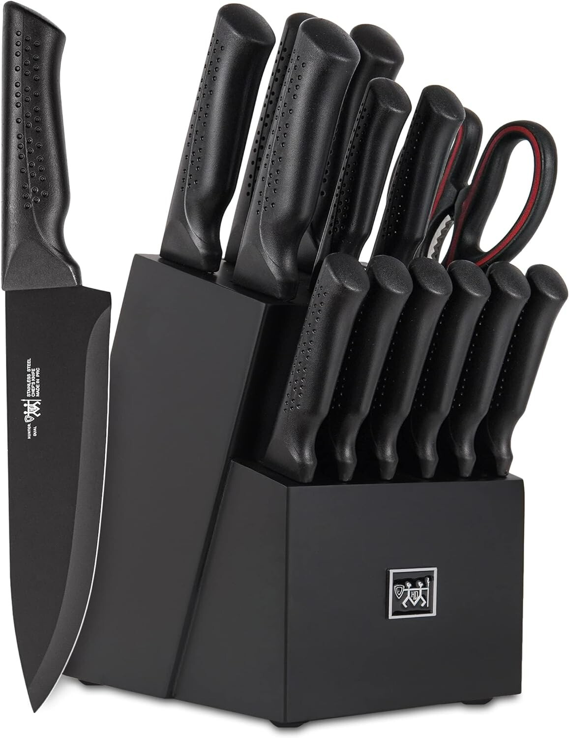 Knife Sets for Kitchen with Block, HUNTER.DUAL 15 Pcs Kitchen Knife Set