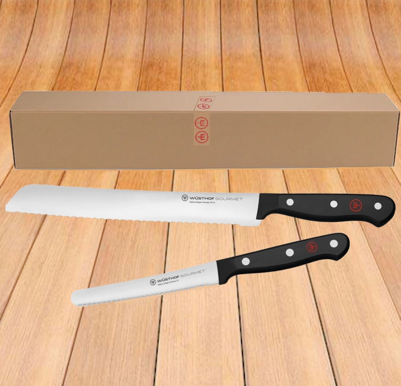 WUSTHOF Gourmet 2-Pc Serrated Knife Set 8″ Bread Knife and 4.5″ Utility Knife