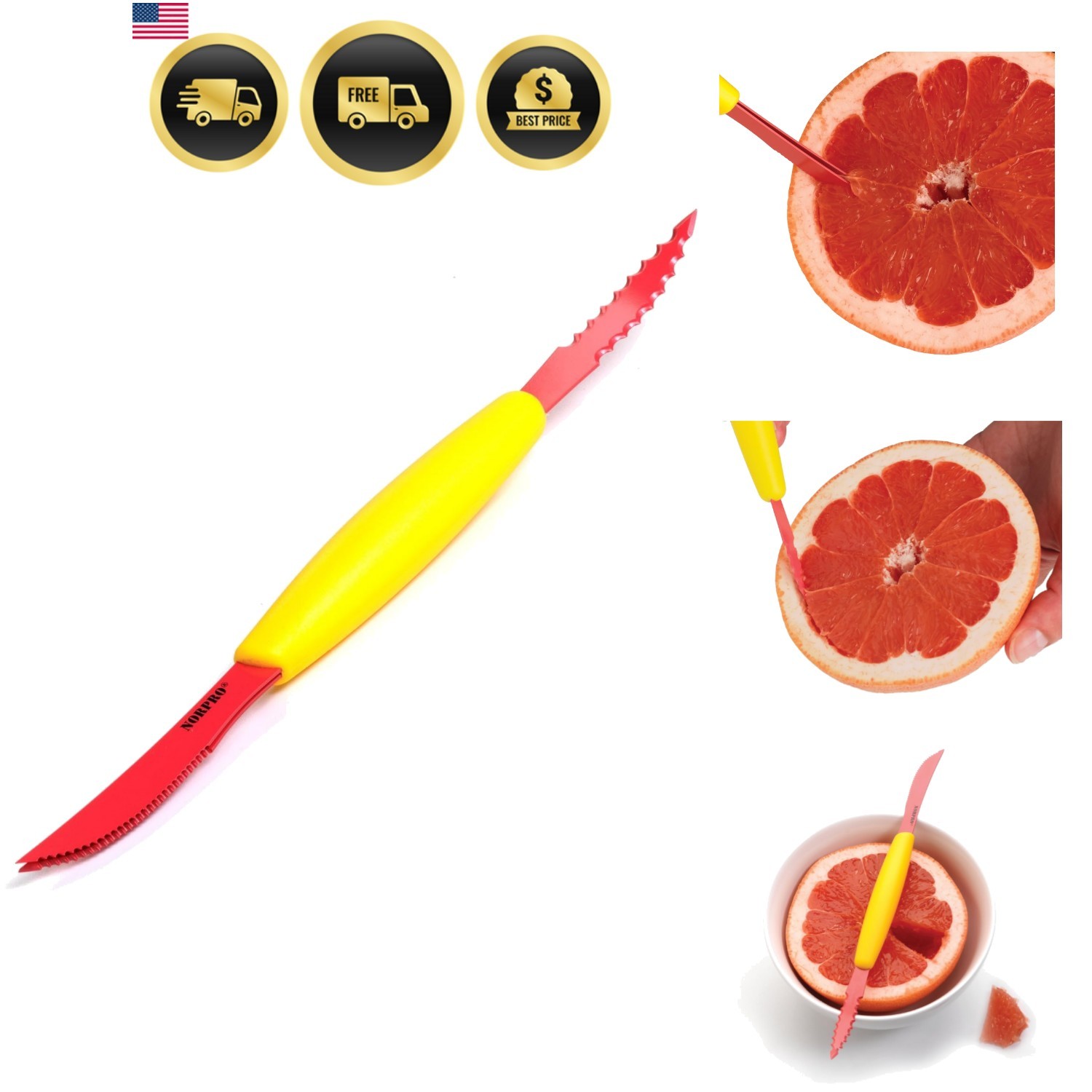 Grapefruit Knife Nonstick Stainless Steel 8 75 Inch Dual Blade Kitchen Tool