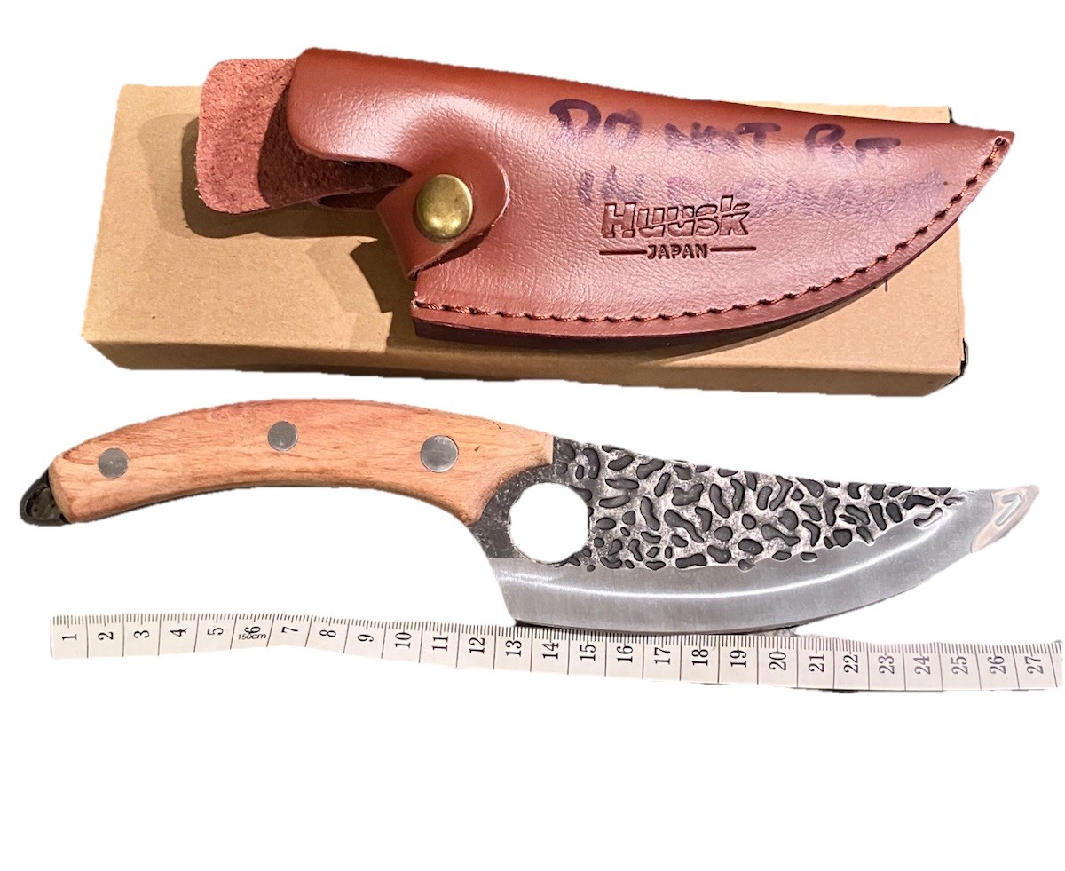 HUUSK Knife 14cm Blade & Leather Sheath Ergonomic Design Viking – Japanese Style