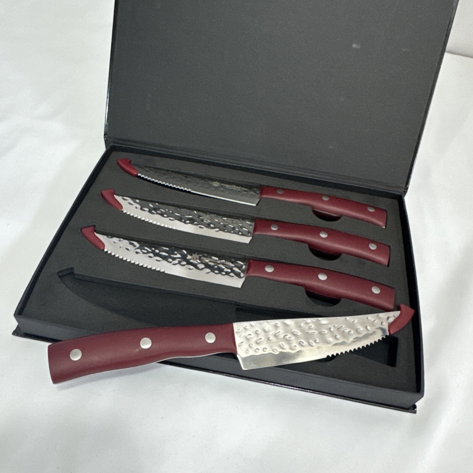History Forged In Fire 4.75” Jumbo Steak Knife Set Hammered Stainless Steel