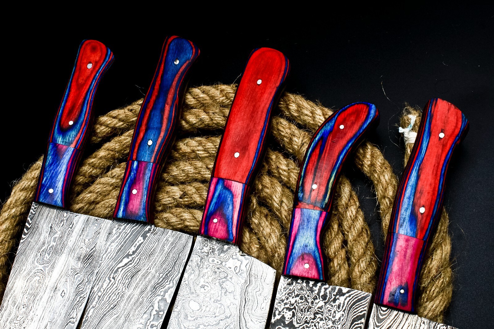 CUSTOM HANDMADE FORGED DAMASCUS STEEL CHEF KNIFE KITCHEN CHEF KNIVES SET