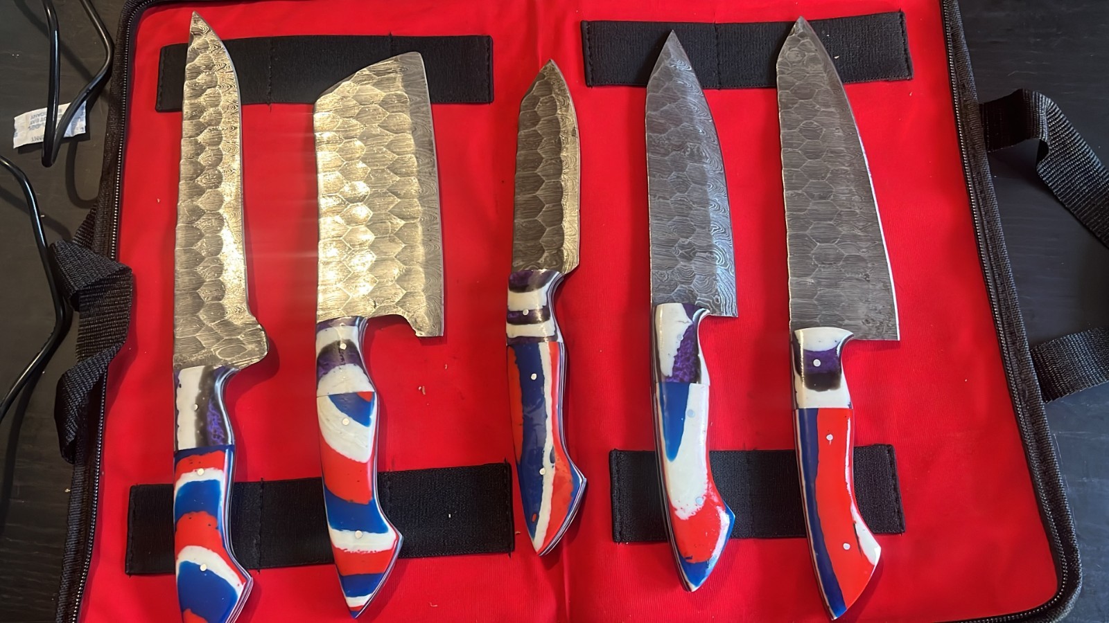 SK-09 Damascus Steel Knife Set of 5 Handmade Forged Chef Kitchen Professional