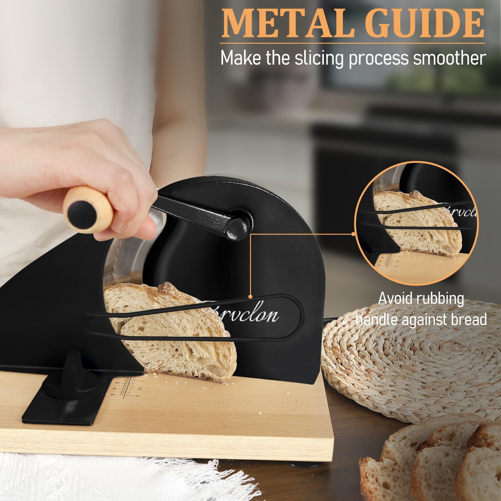 Manual Bread Slicer for Homemade Sourdough,Adjustable Thickness,Hand Crank Br…