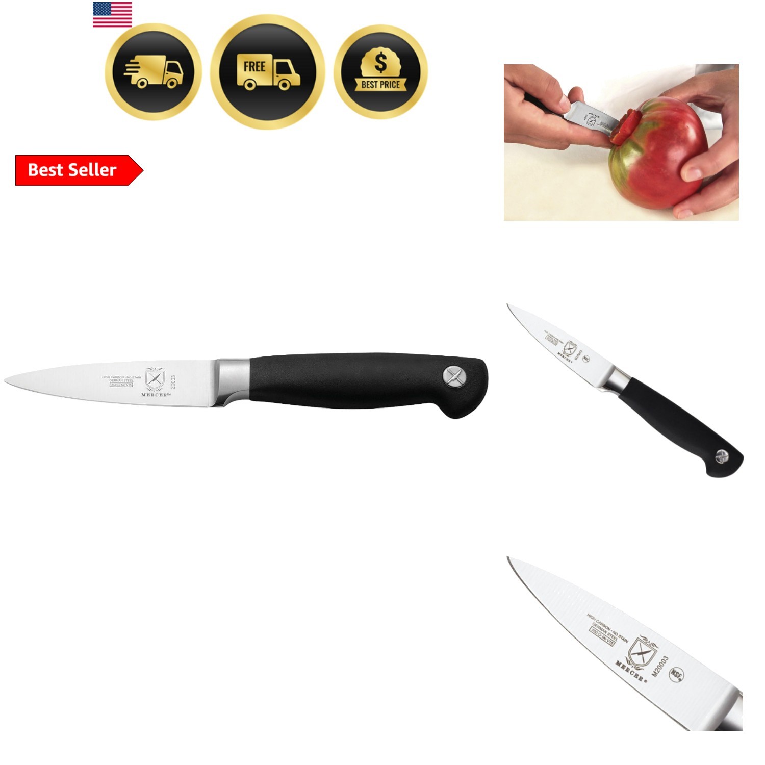 M20003 Genesis 3.5-Inch Paring Knife,Black