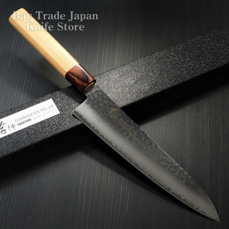 Sakai Takayuki Hammered 33 Layers Damascus VG10 Wa Gyuto Chef Knife 210mm