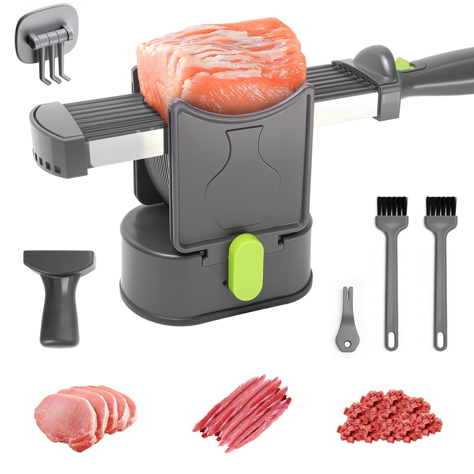 Fresh meat slicer Thickness adjustable 2 or 4 mm 17 blades can cut 18 slices …