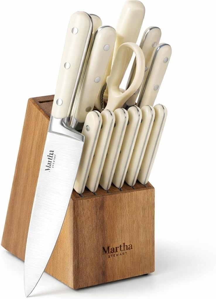 14 Piece High Carbon Stainless Steel Cutlery Kitchen Knife Block Set w/ABS
