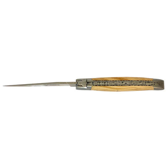 Laguiole En Aubrac Luxury Folding Pocket Knife With Olivewood Handle, 4.75-In
