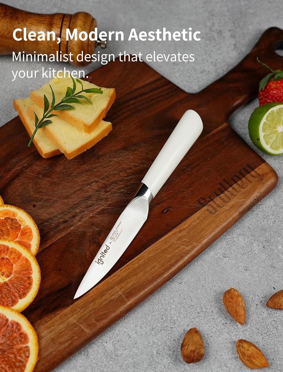 3.5 Inch Paring Knife – German Stainless Steel, Ergonomic Ivory White Handle