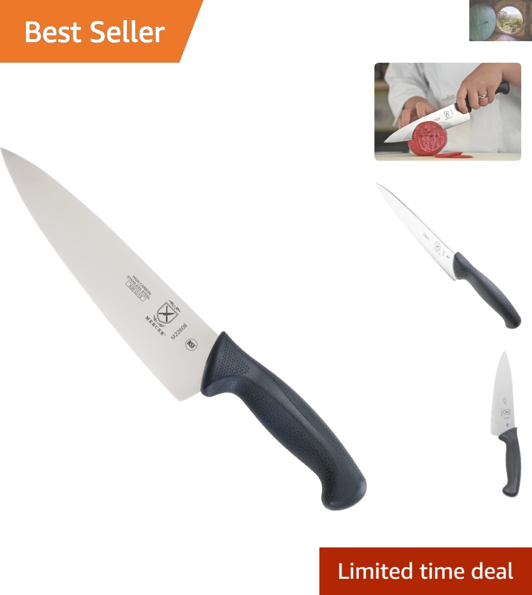 Lightweight 8-Inch Chef’s Knife with Textured Grip for Professional Culinary Use