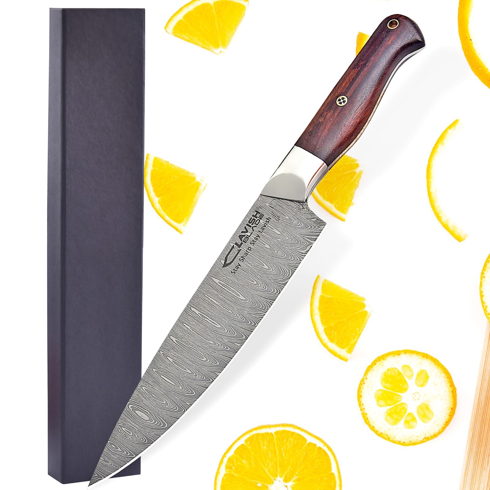 CUSTOM HANDMADE FORGED DAMASCUS STEEL CHEFS KNIFE KITCHEN KNIFE WITH GIFT BOX