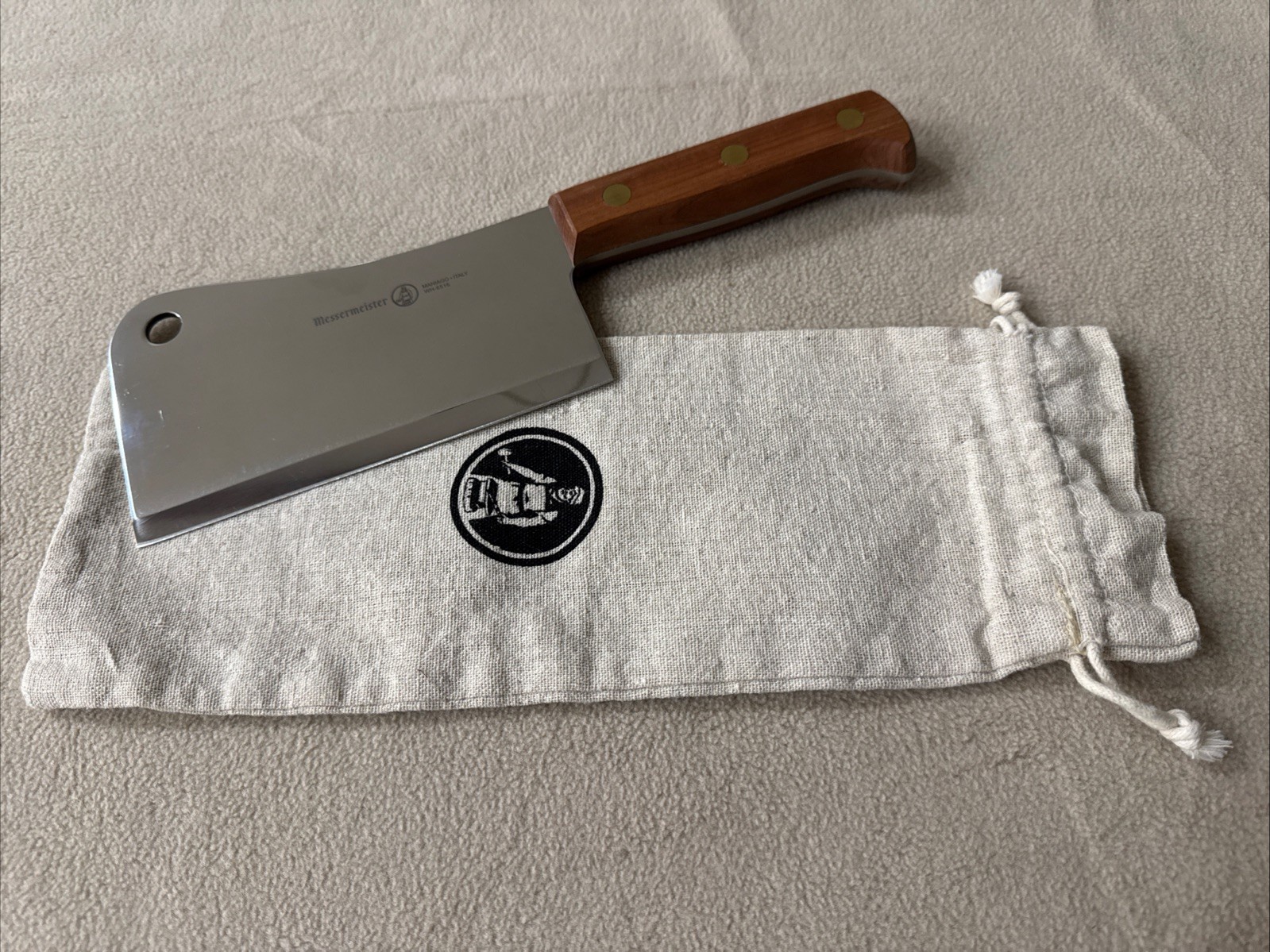 Messermeister (Italy) Cleaver WH-6518 w/ Bag, SS Blade/Wood Handle 11.5” PO-VG++