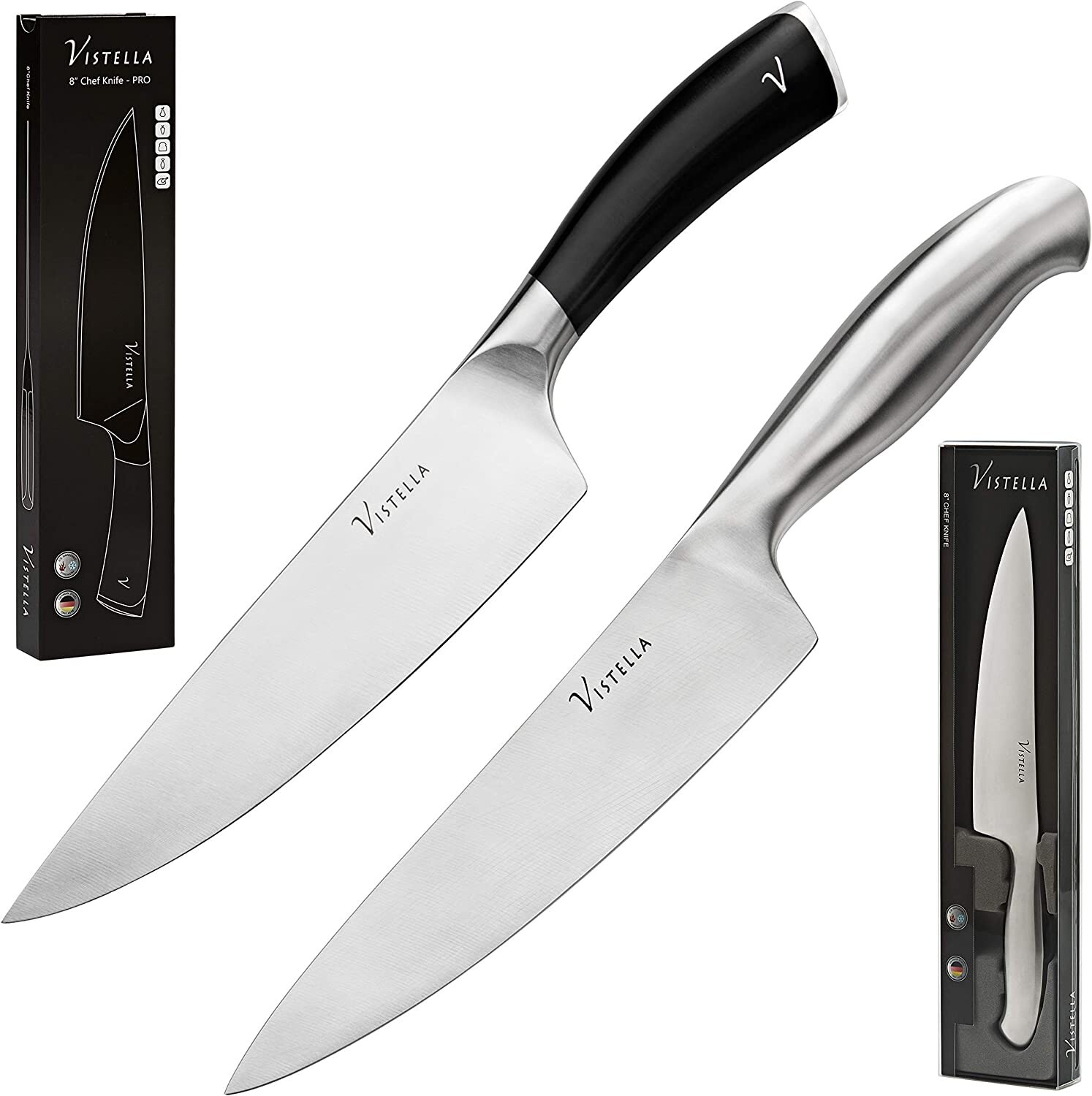 Vistella 8 In. Chef Knife Black Handle or 8 In. Silver Chef Knife – SALE