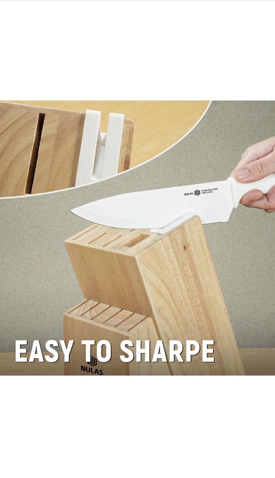 15-Piece Kitchen Knife Set with Block and Built-in Sharpener, Dishwasher Safe