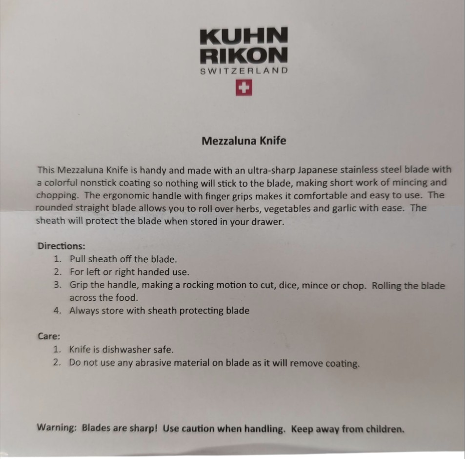 Kuhn Rikon Mezzaluna Knife Gift Set CLASSIC Blue Red Black w/ Boxes 3 Pc K65497