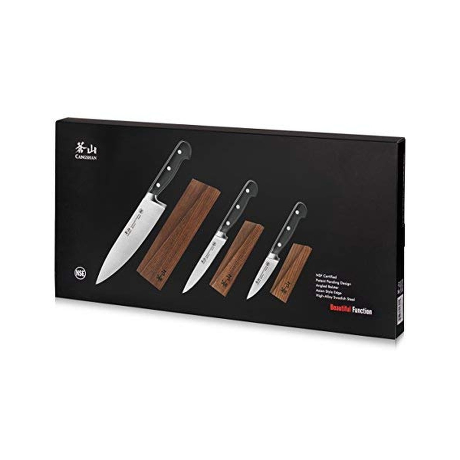 Cangshan TV2 Series 1023015 Swedish 14C28N Steel Forged 3-Piece Starter Knife…