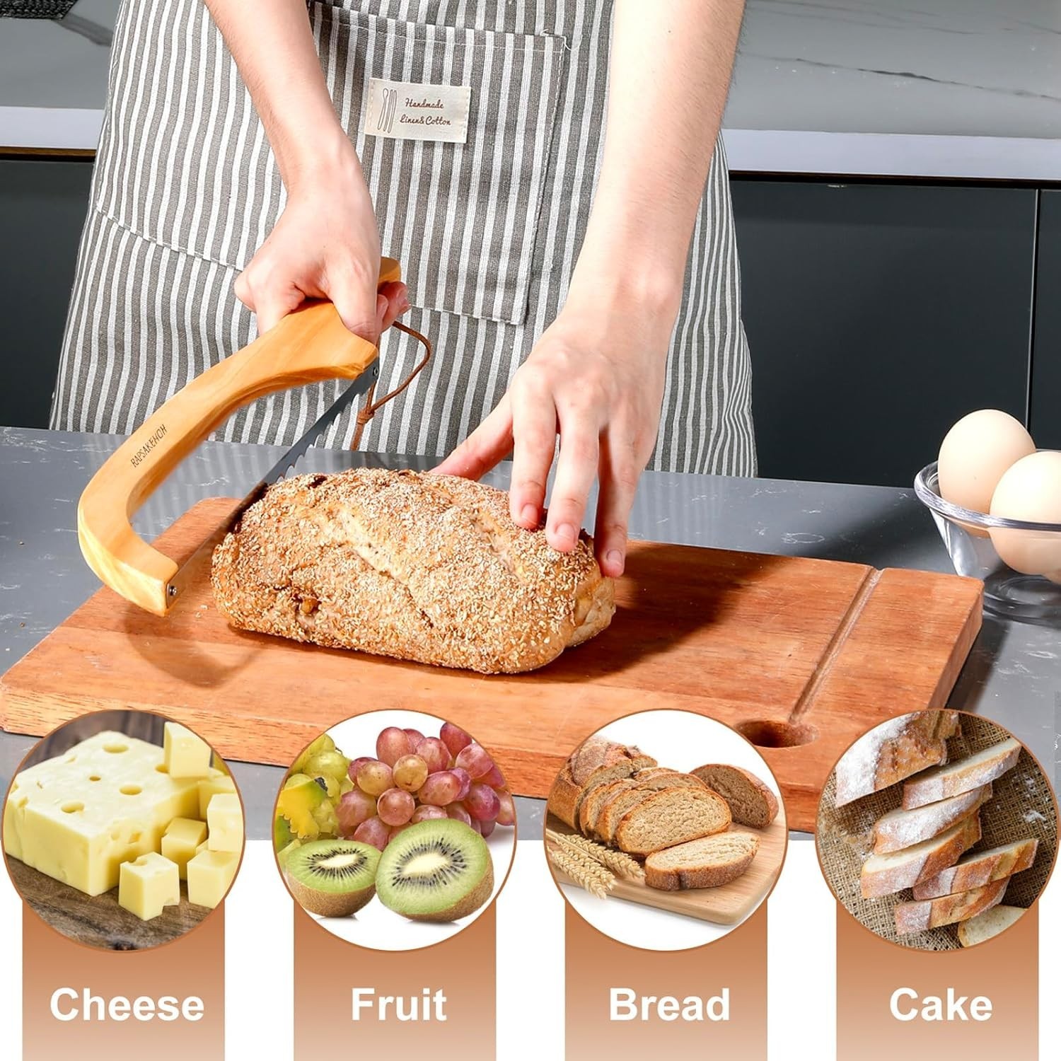 15.7″ Sourdough Serrated Bread Knife with Ergonomic Bow Design & Safety Cover