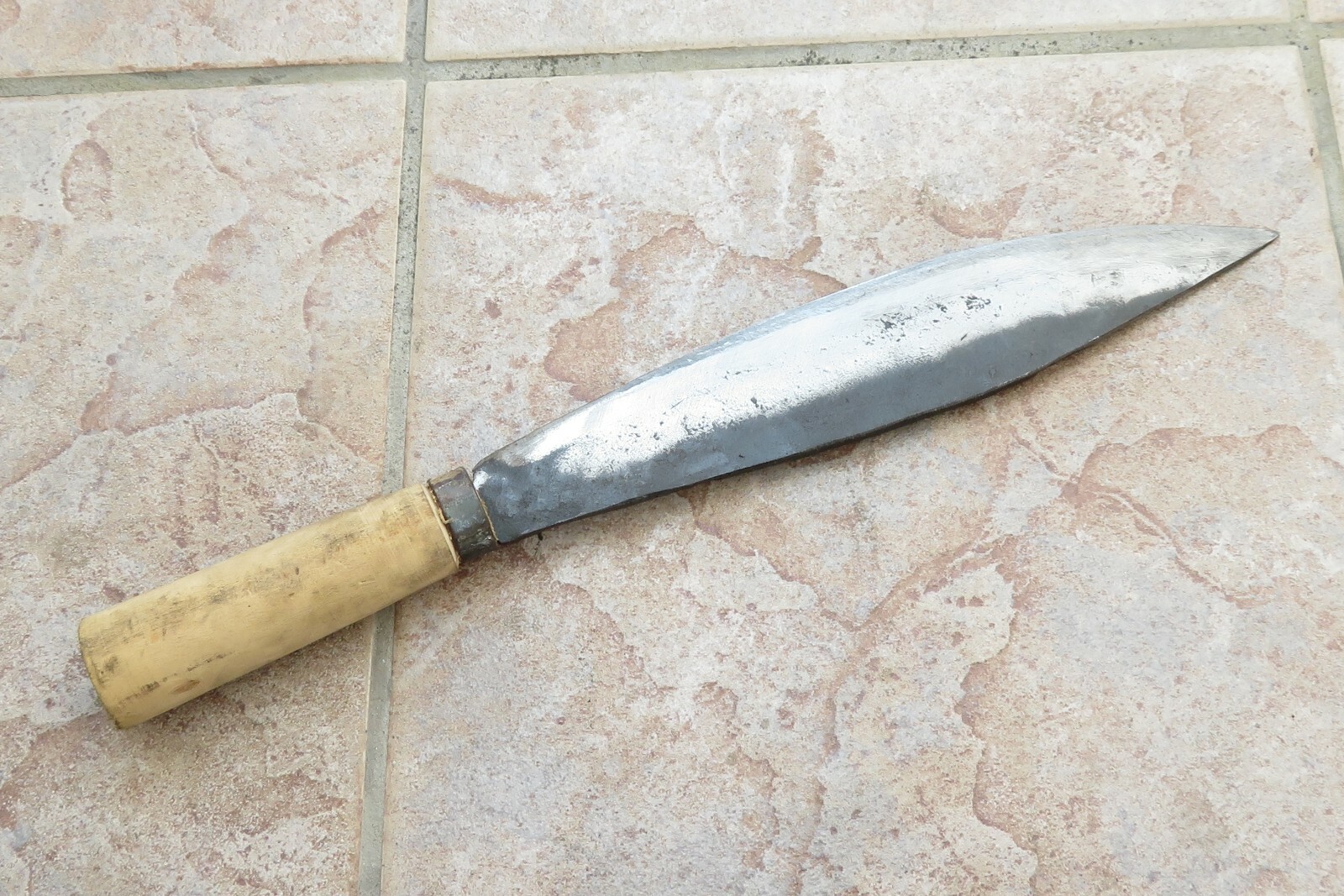 Crude – 9 Inch Hunting Outdoor Butcher Meat Knife, Carbon Steel, Handmade !