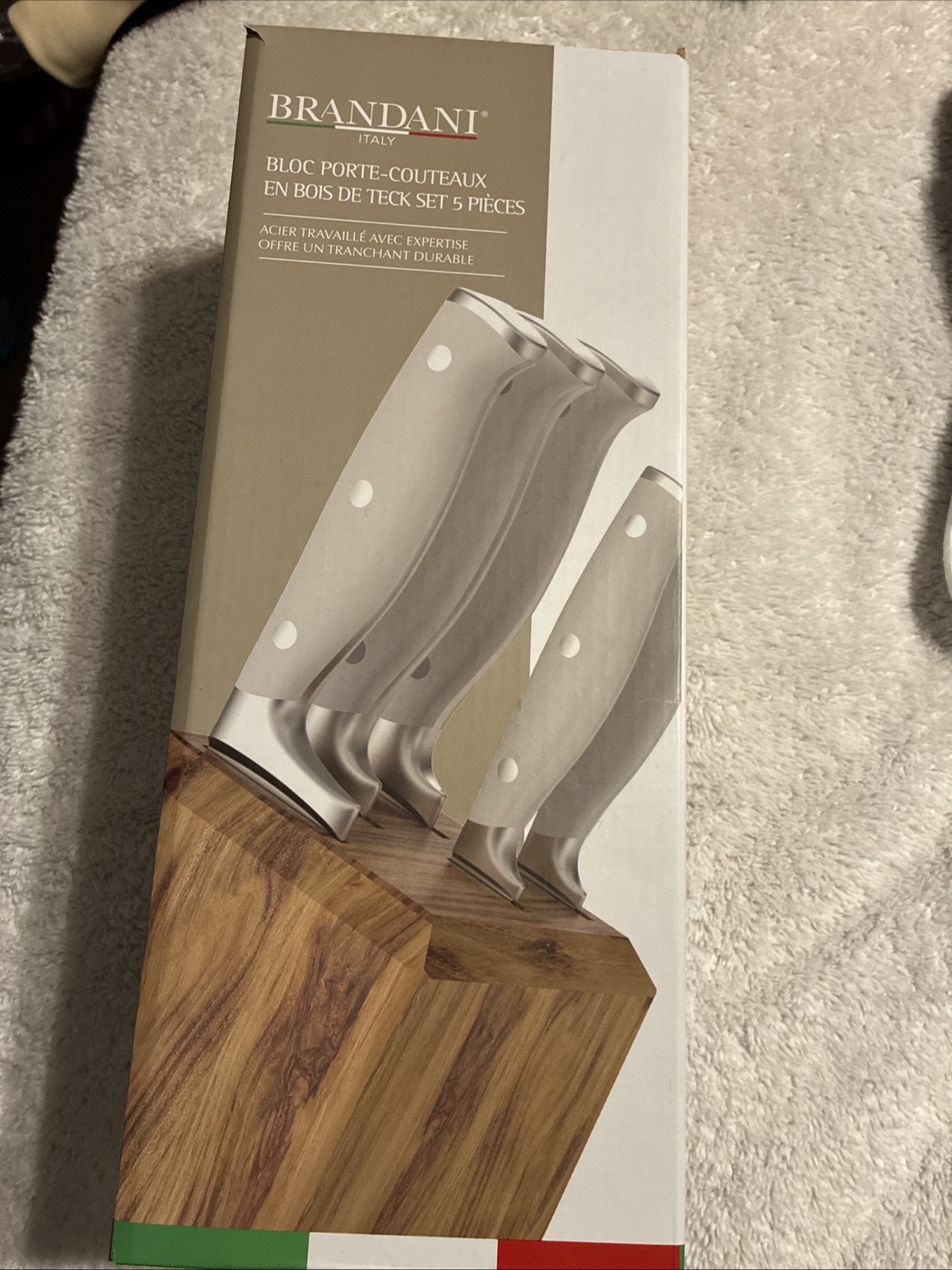 Brandani Italy 5pcs Teak Wood Knife Block Set