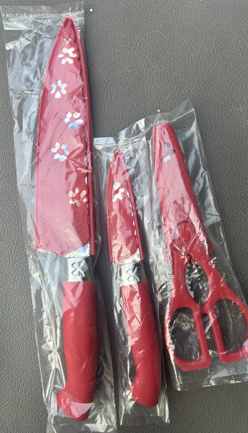 Pioneer Woman 8pc Floral Kitchen Knife Set w/scissors Blue Green Red New