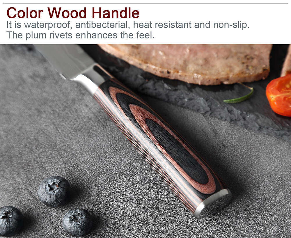 1-6PCS Kitchen Knife Cleaver Chef Stainless Steel Damascus Sharp Steak Knives US