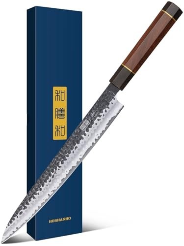 10 Inch Sushi Knife Yanagiba High Carbon Steel Rosewood Handle Gray