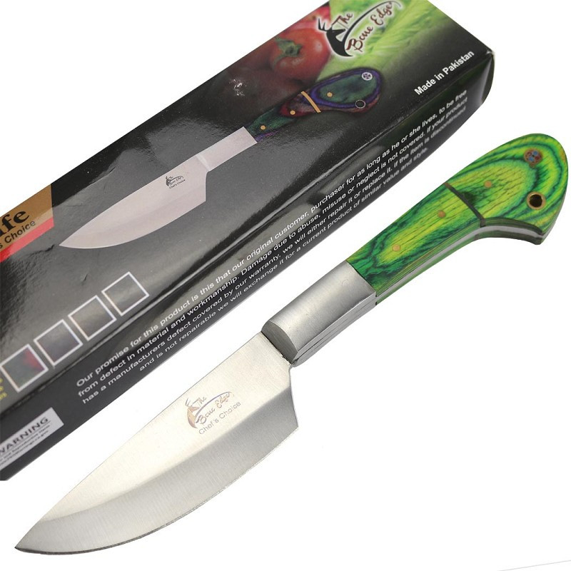 TheBoneEdge 9″ Chef’s Kitchen Knife Green Packawood Handle Stainless Steel Blade