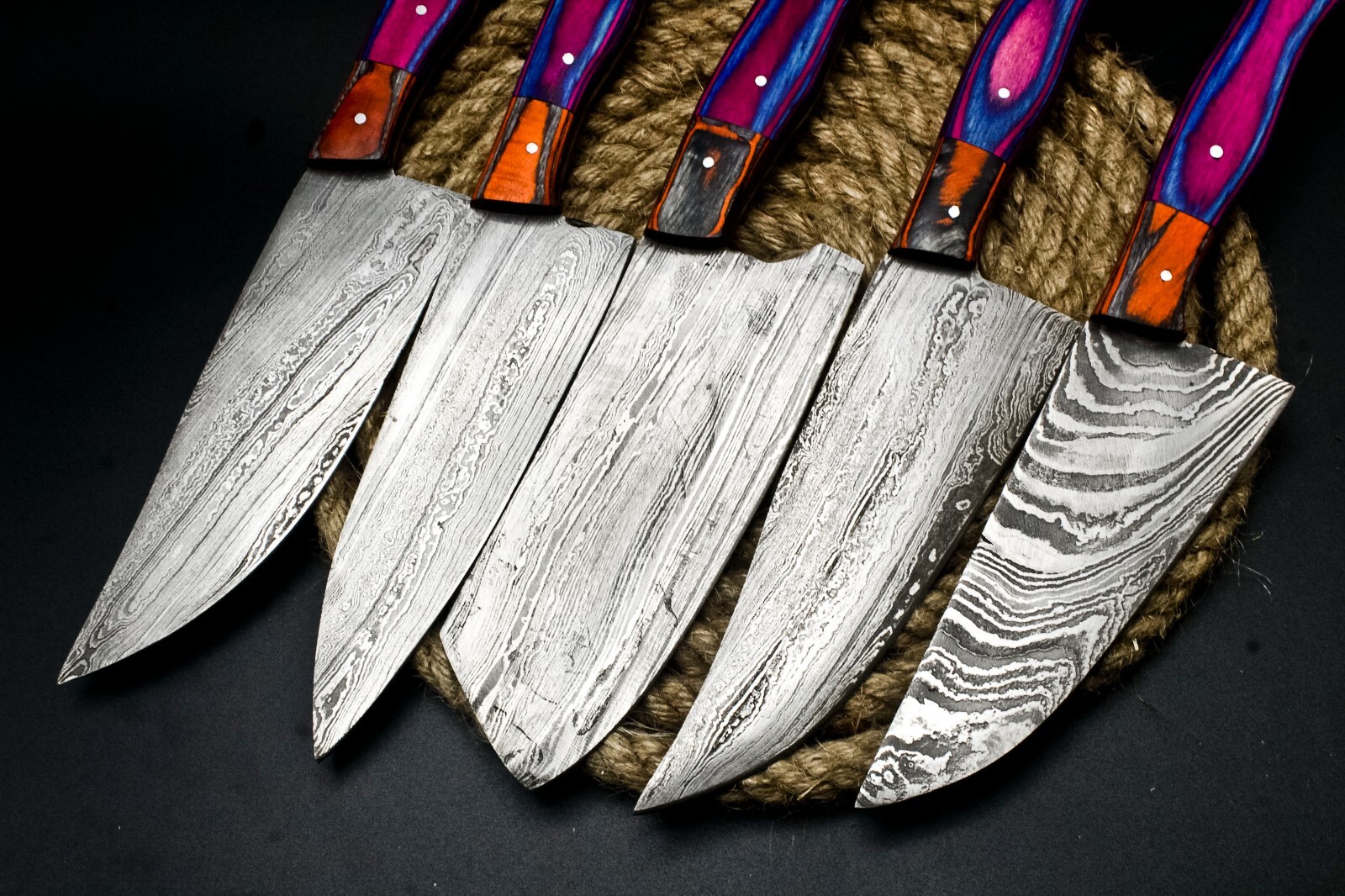 CUSTOM HANDMADE FORGED DAMASCUS STEEL CHEF KNIFE KITCHEN CHEF KNIVES SET