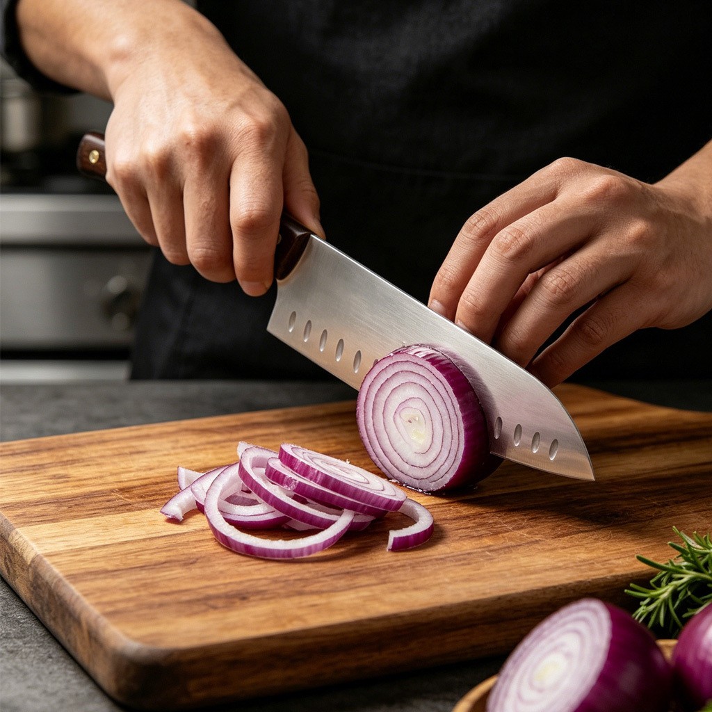 Santoku Kitchen Knife Food ScissorsCooking Knives for Vegetable Meat Cutting