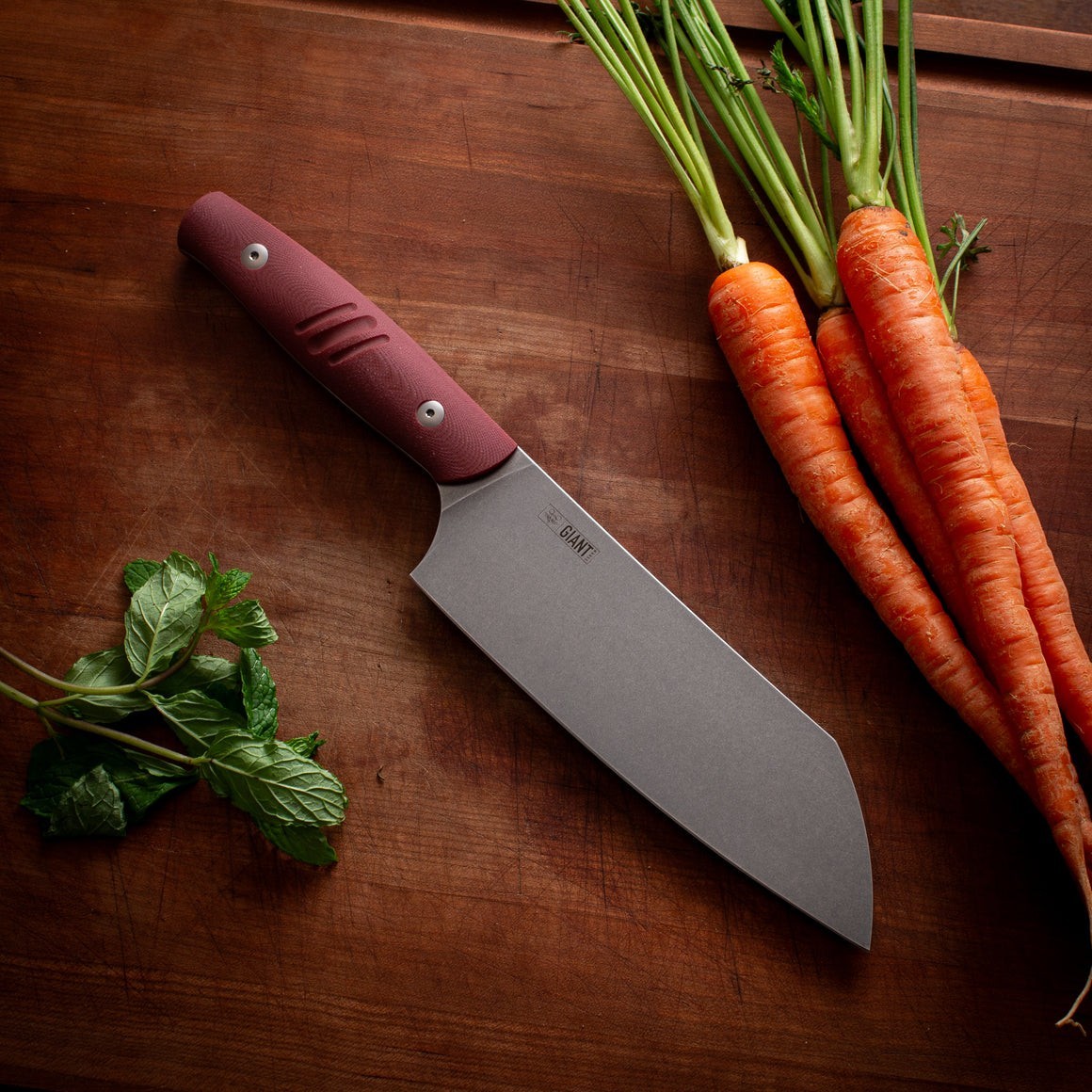 Giant Mouse Santoku Kitchen Knife 6.75″ Full Tang Nitro B Steel Blade G10 Handle