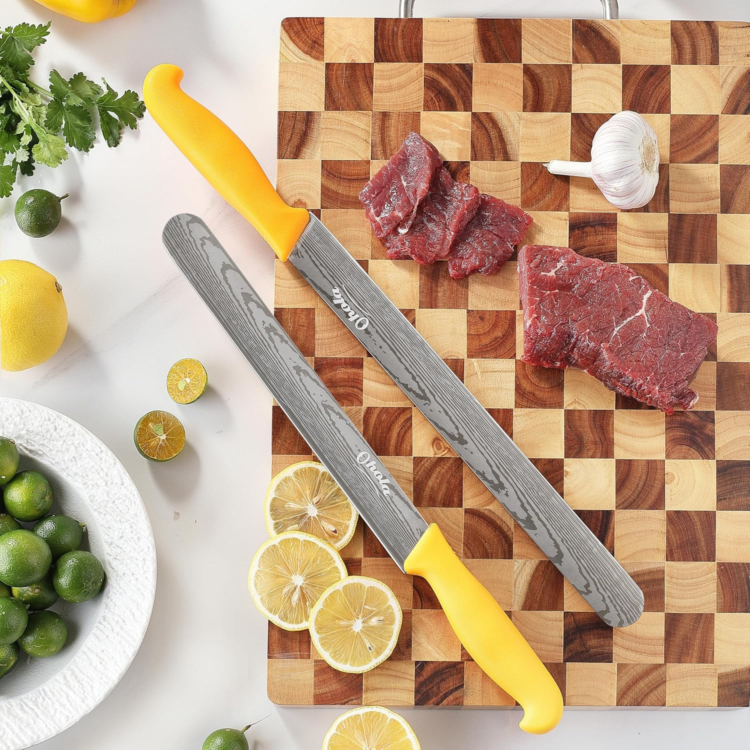 2PCS Brisket Knife, OHOLA 12 Inch & 10 Inch Carving Meat Knife,Premium Stainless