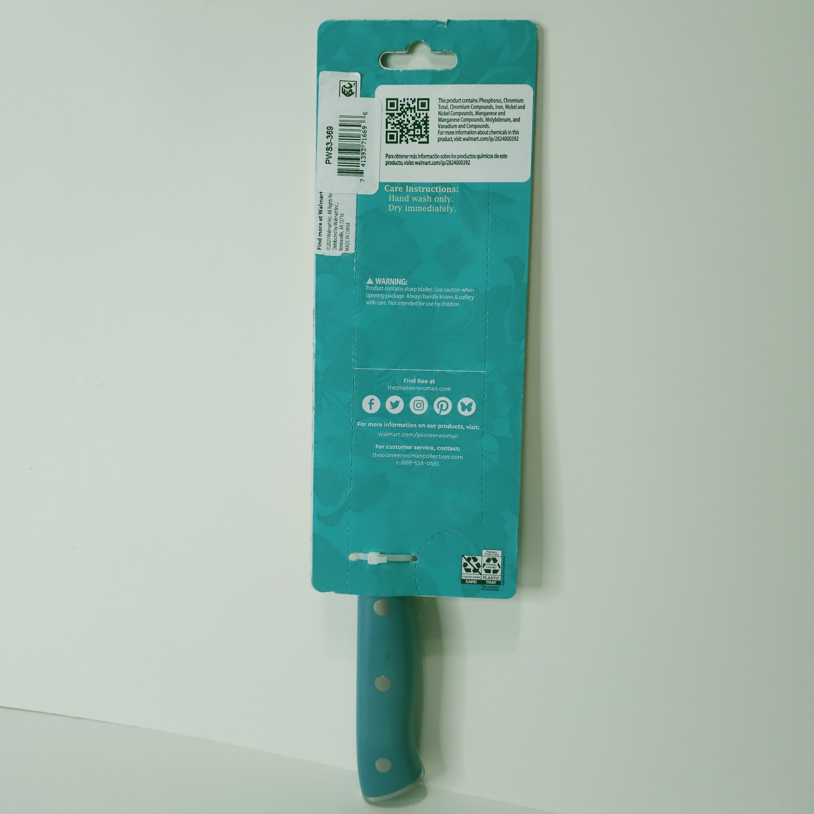 New! The Pioneer Woman 6.5″ Stainless Steel Signature Nakiri Knife, Teal