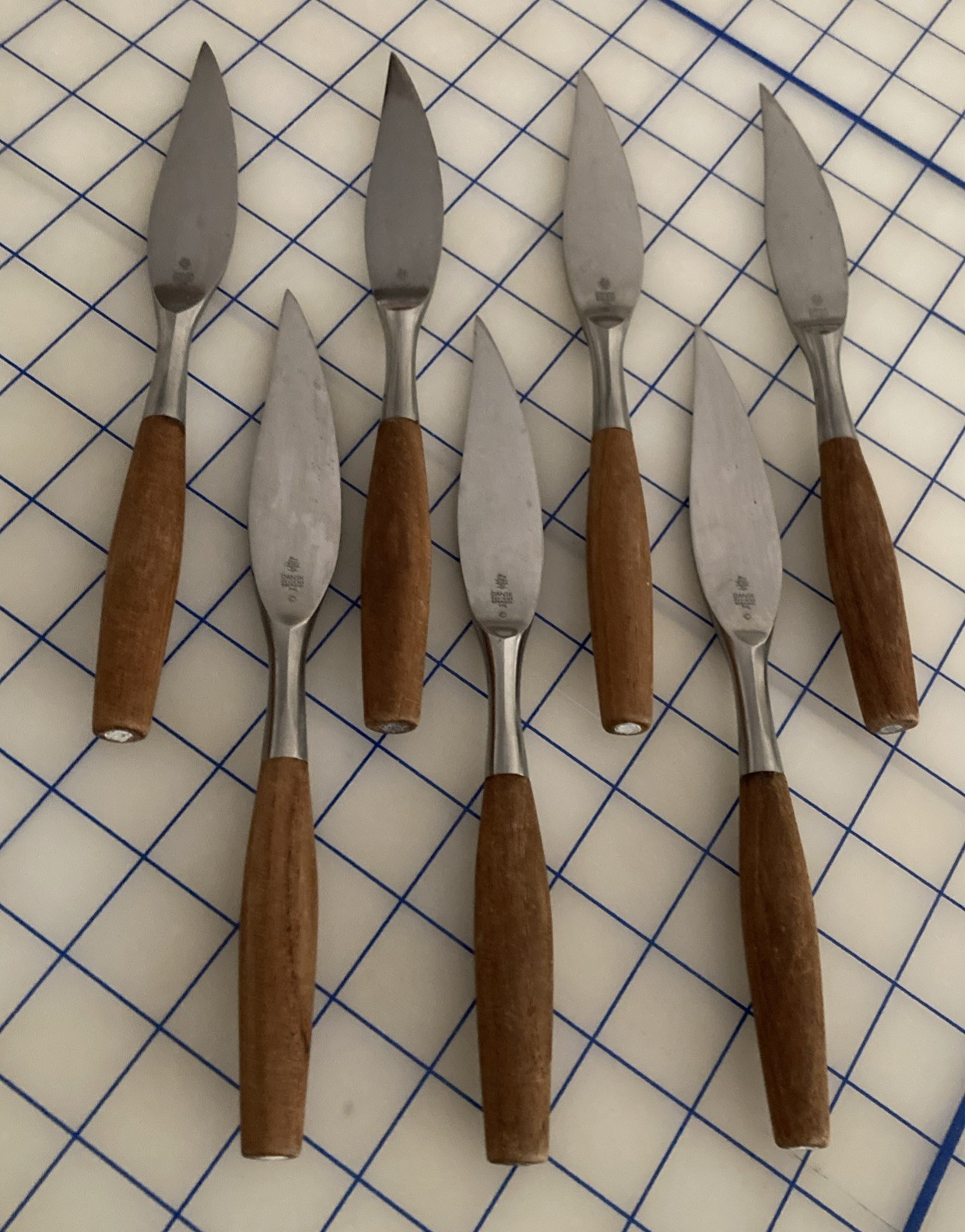 (Set of SEVEN) Dansk Fjord Steak Knives Germany IHQ Teak Handles