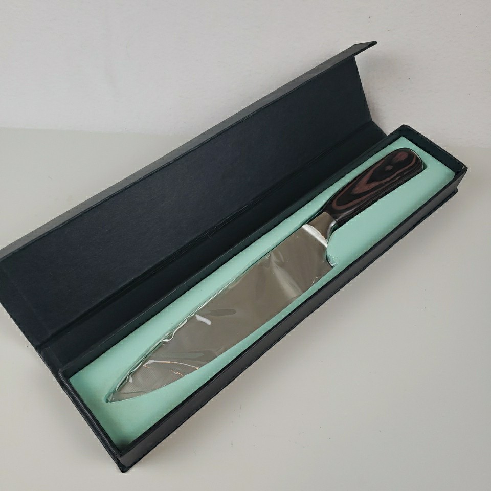 Kishi Knight 8″ Chef Knife Stainless Steel Wood Handle Professional Kitchen