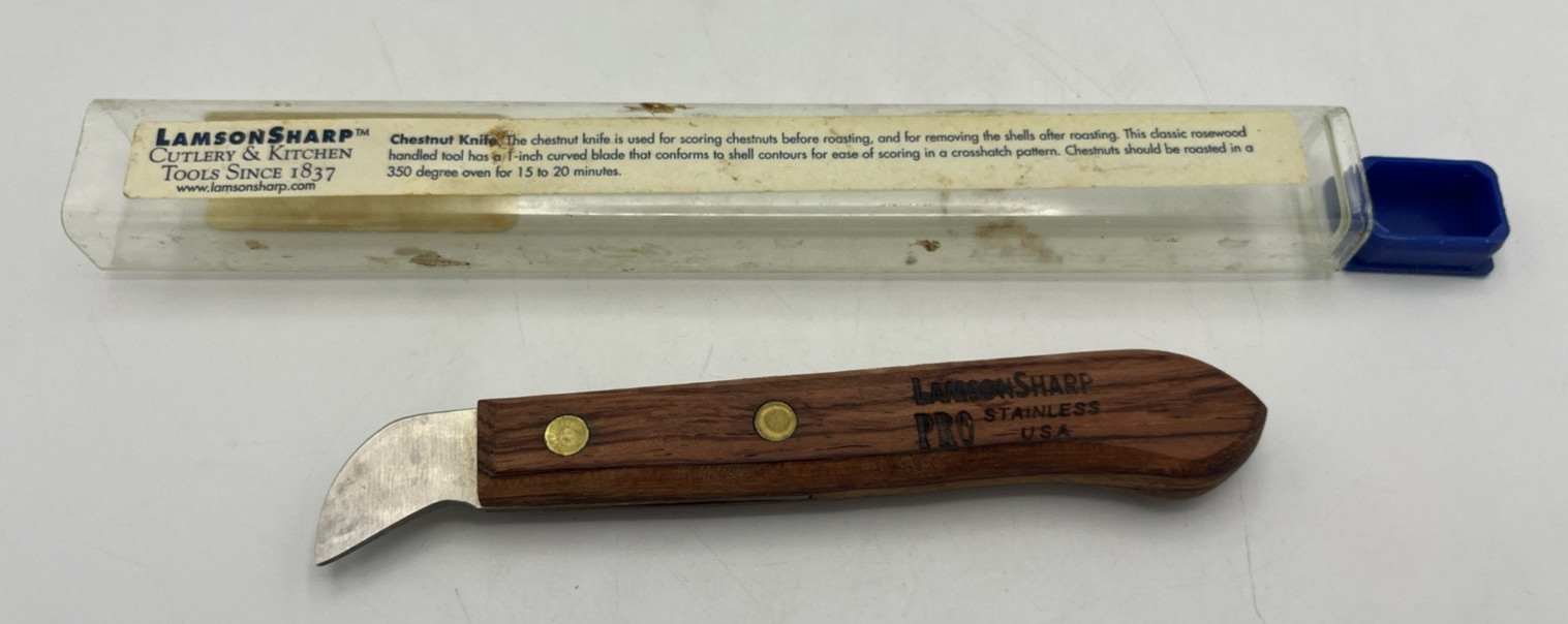 Lamson Stainless Steel 1″ Chestnut Knife Walnut 1/2 Tang Handle Made in USA VGC
