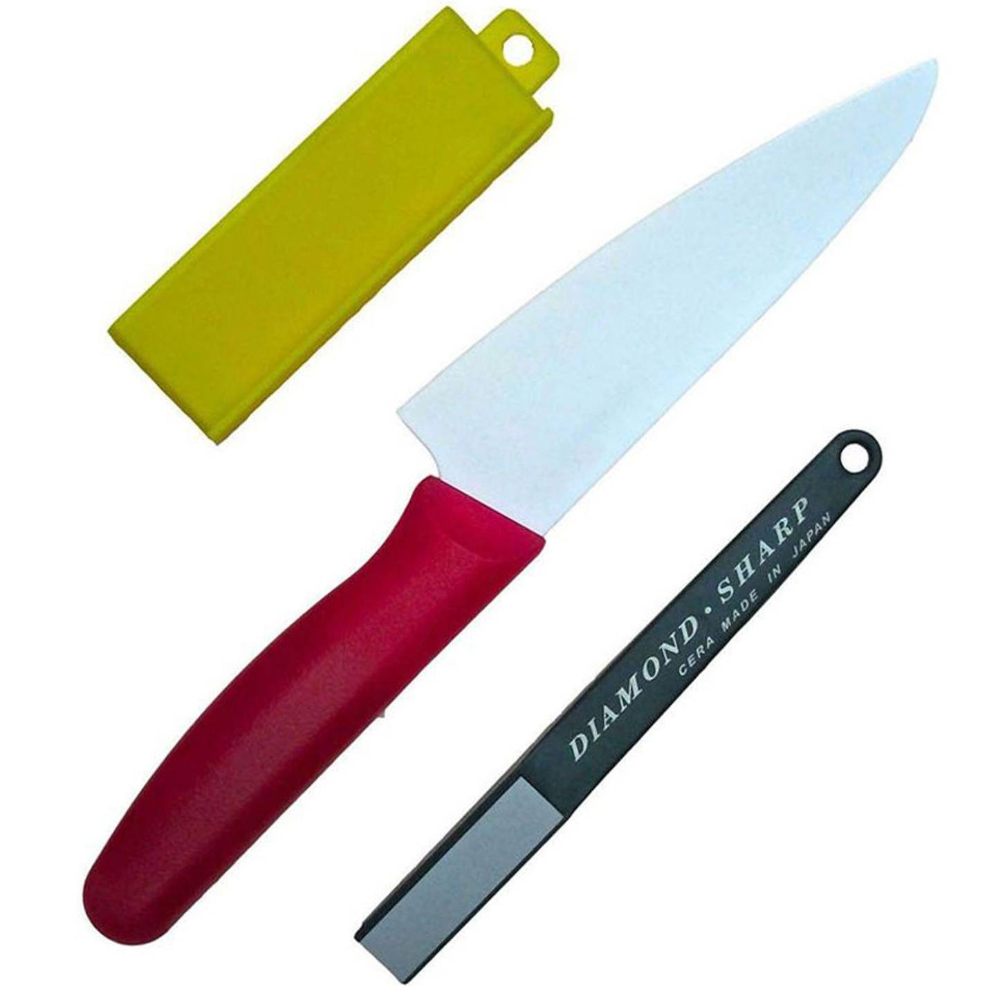 Forever Cera SC14WP Ceramic Kitchen Knife 14cm Red Handle + Whet Stone Sharpener