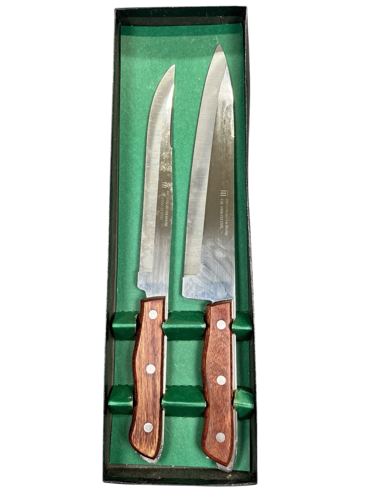 Maxam Precision Hollow Ground Stainless Steel Carving Knife Set w/ Wood Handles