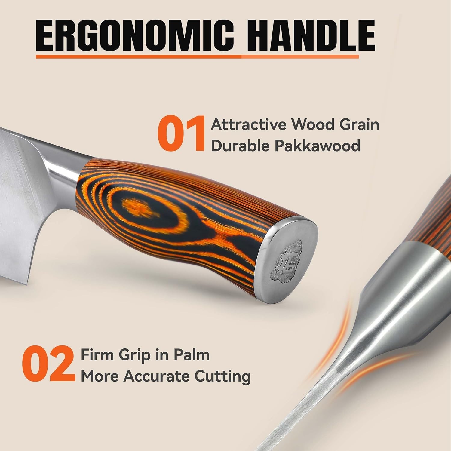 TUO Rocker Knife, 7 inch High Carbon Steel with Ergonomic Handle