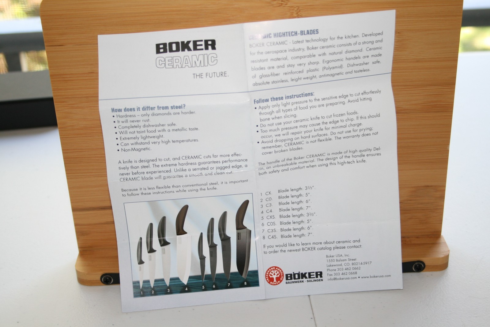 Boker Ceramic Santoku Knife 7″ Black Blade, Delrin Handle – 130C4S