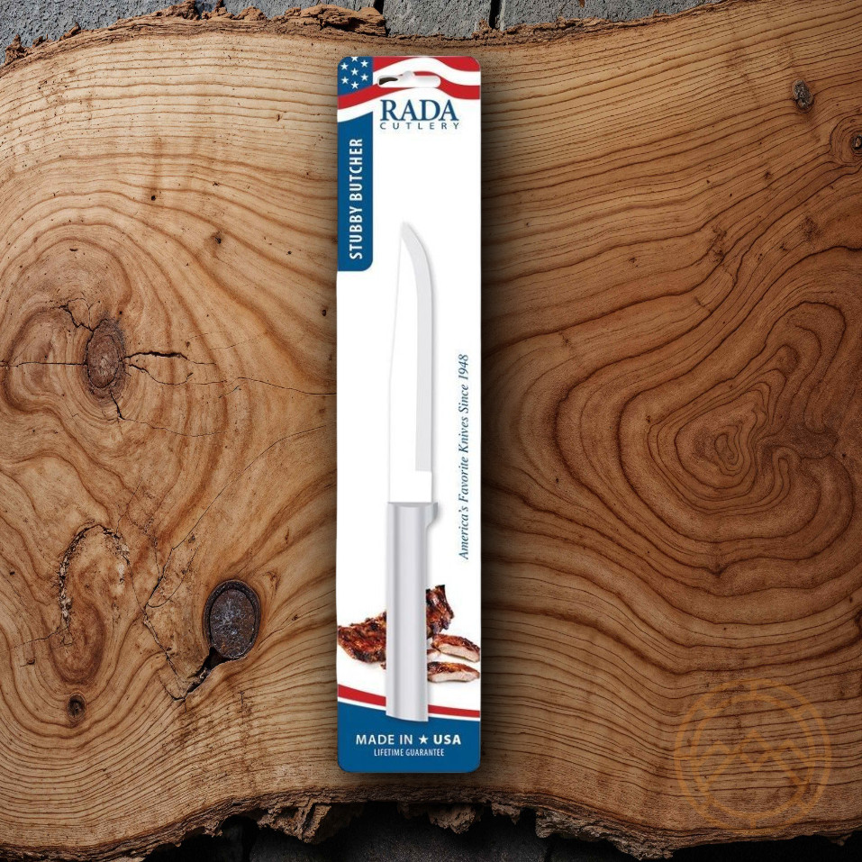 Rada Cutlery Stubby Butcher Kitchen Knife 5.38″ T420 Steel Blade Aluminum Handle