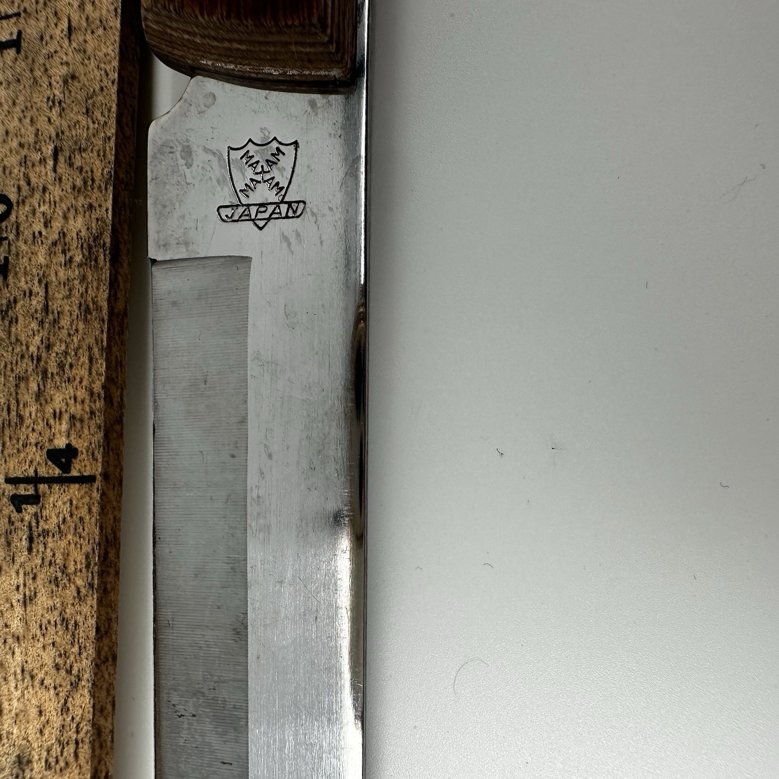 Vtg Maxam Steel Japan Cutlery 10.5 Slicing Carving Knife Wood Handle Full Tang