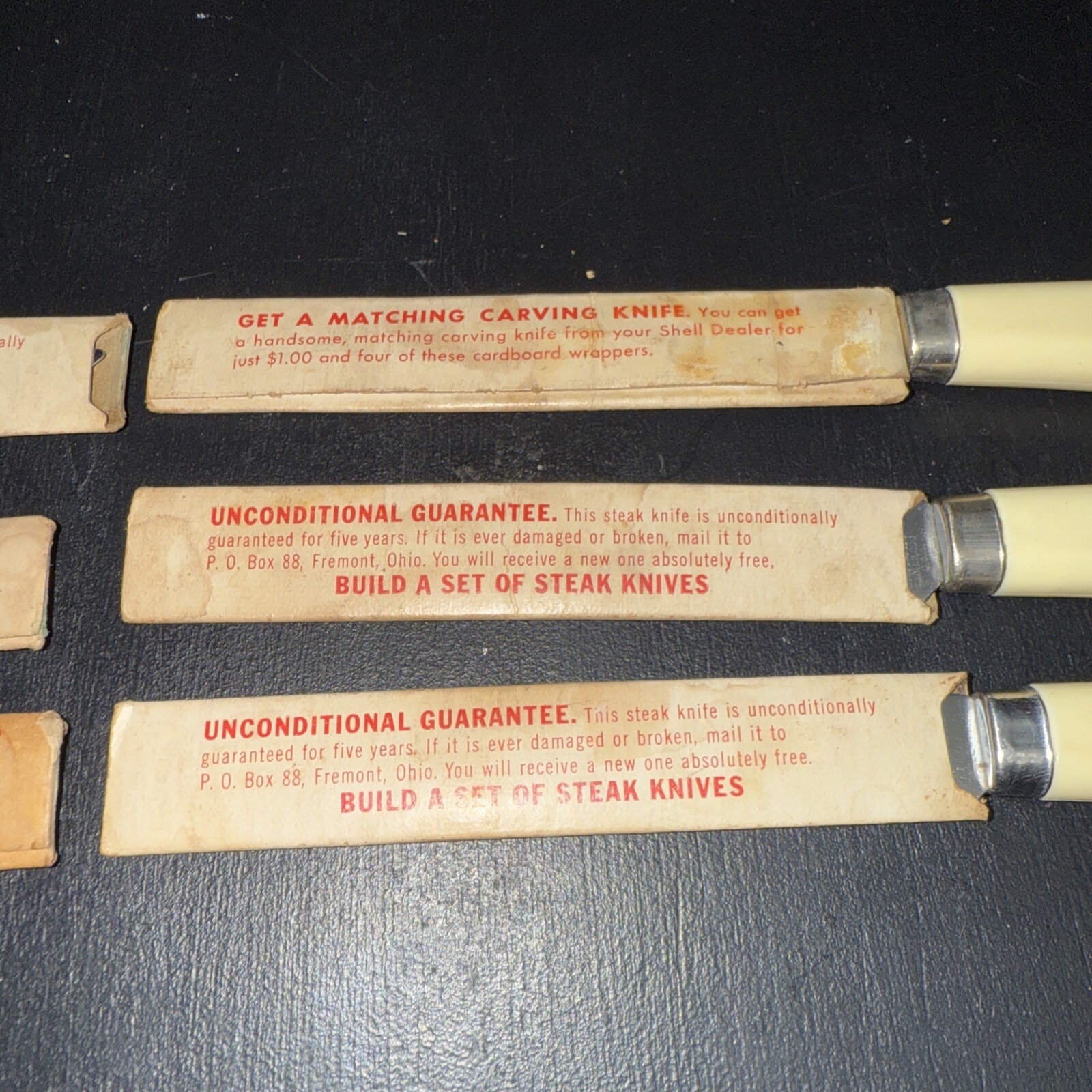 NWT Vintage Promotional Shell Oil Company Beige Handle Steak Knives Set Of 6