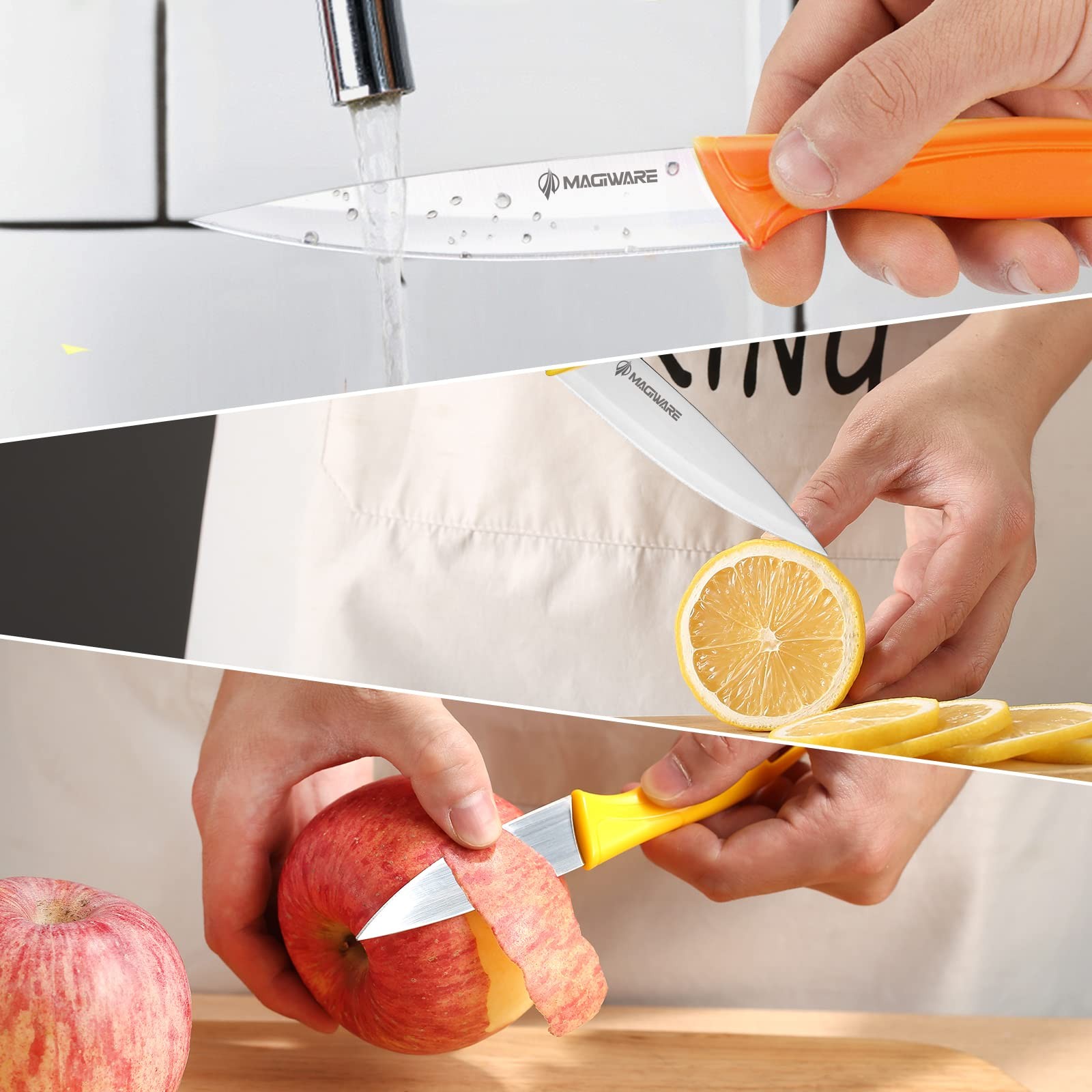 Magiware Paring Knife, 8PCS Paring Knife Set with Cover, Small Kitchen Vegeta…